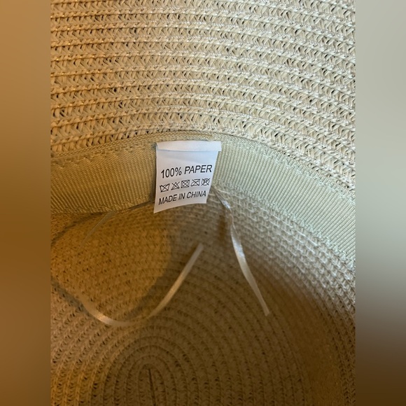 Stylish Tan Hat with navy and white bow Elegant Design - Picture 3 of 7